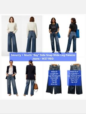 Seventy + Mochi "Bay" Side Snap Wide Leg Palazzo Jeans Size W27 REG